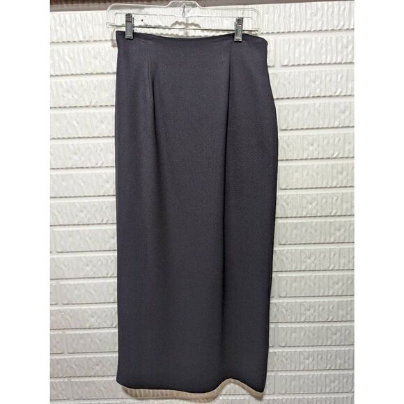 Rena Rowan Women's Black Zip Back Slit Straight Pencil Midi Skirt Size 8 - Picture 1 of 6